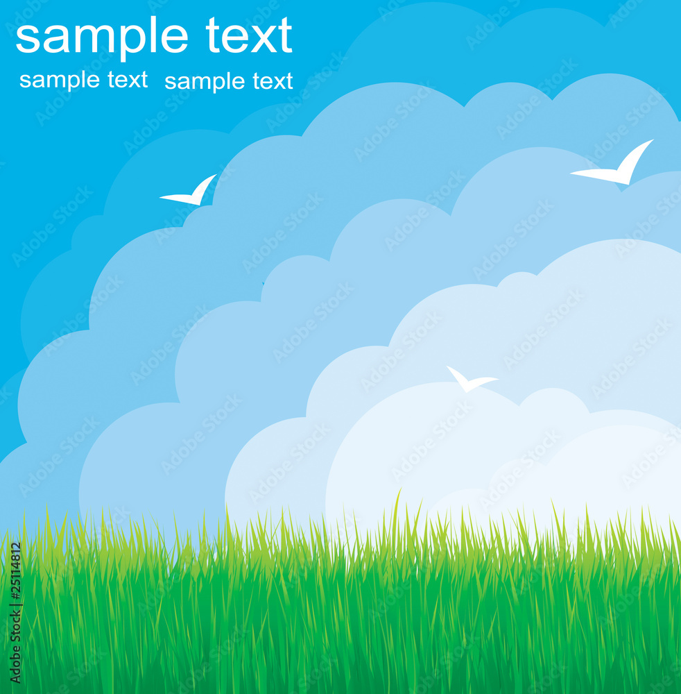 Obraz premium Vector summer background with clouds