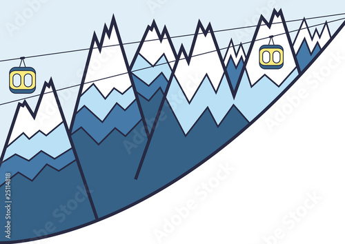 Ski lift vector background with hills