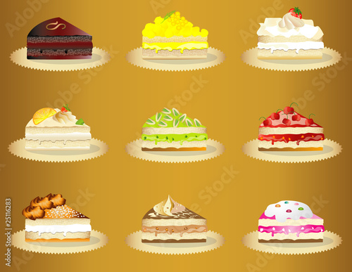 sweet cakes variety slices photo