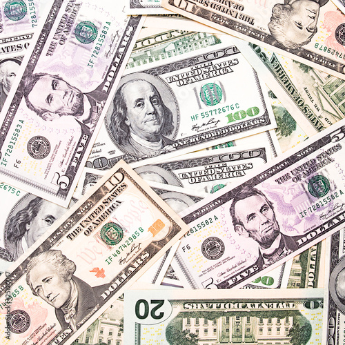 Quadro su tela heap of American dollars (closeup)