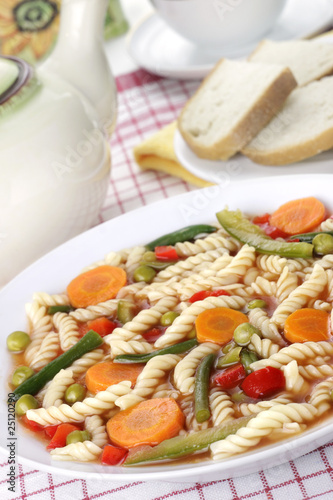 Diet vegetable soup with pasta