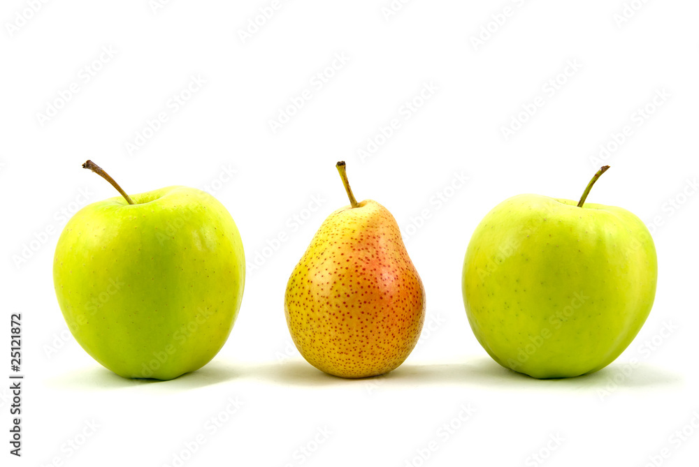 apples and pear standing out from the crowd apples and pear standing out from the crowd