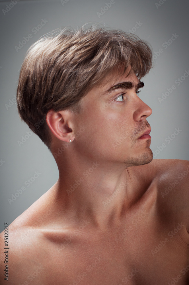 man with bare shoulders man with bare shoulders