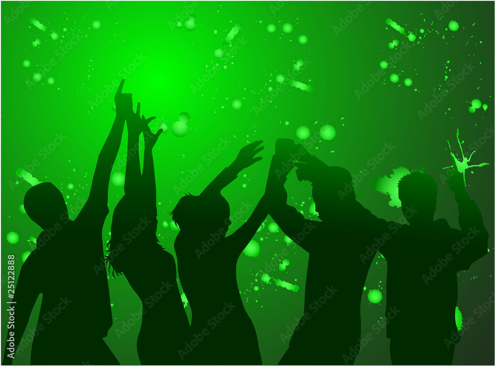 Dancing silhouettes-green background