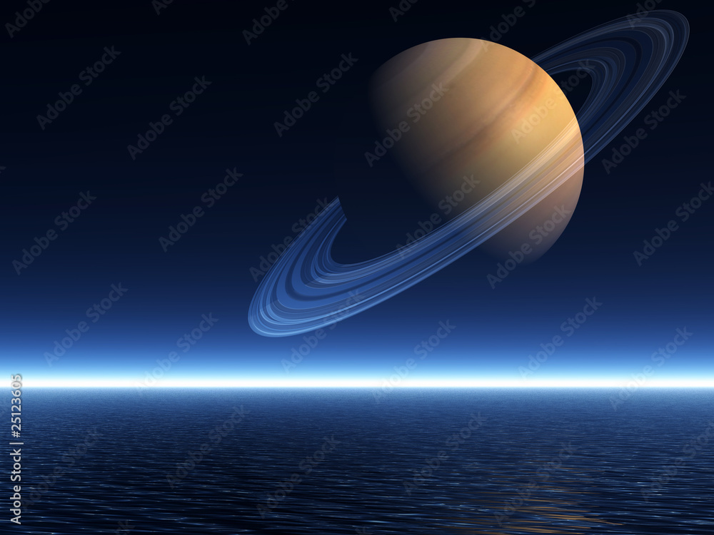 Saturn Rising over Ocean - Landscape Mode