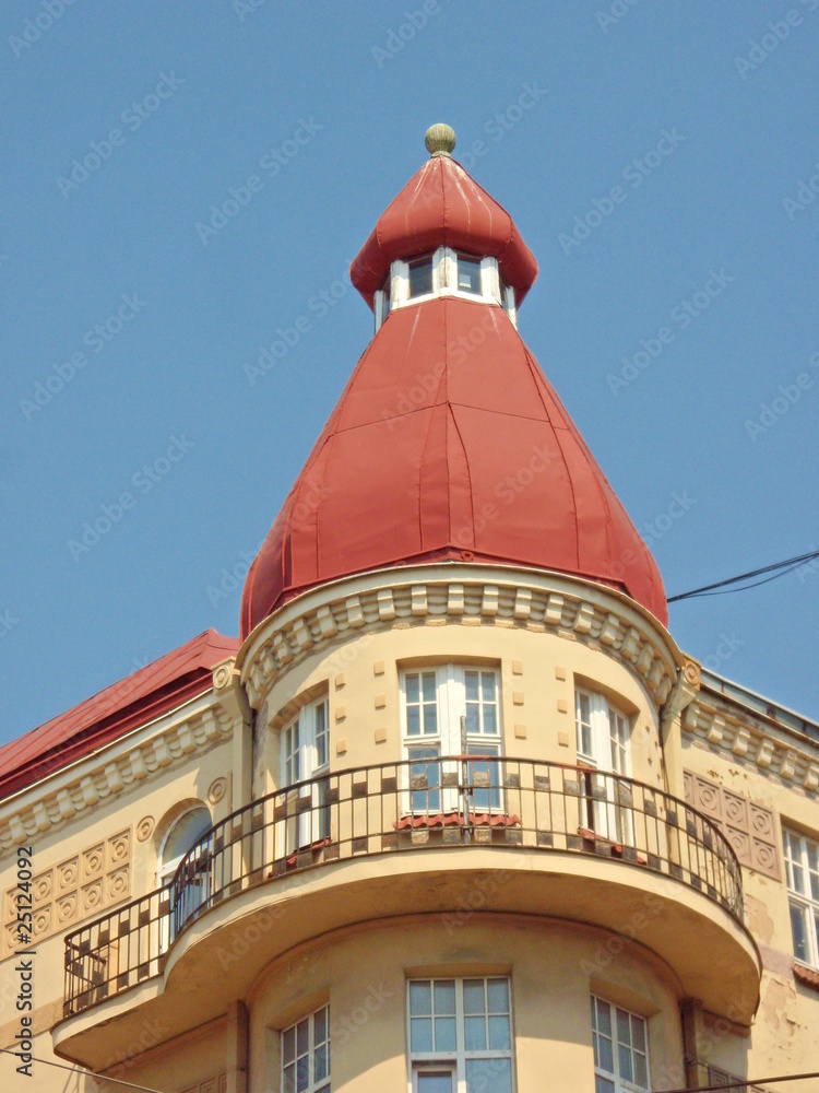 Decorative turret with balcony