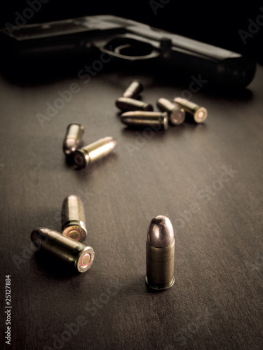 Fotografie, Tablou bullets and handgun