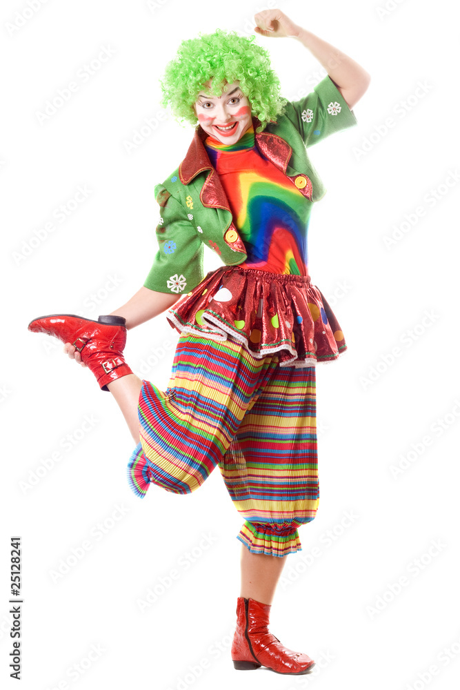 Joyful posing female clown