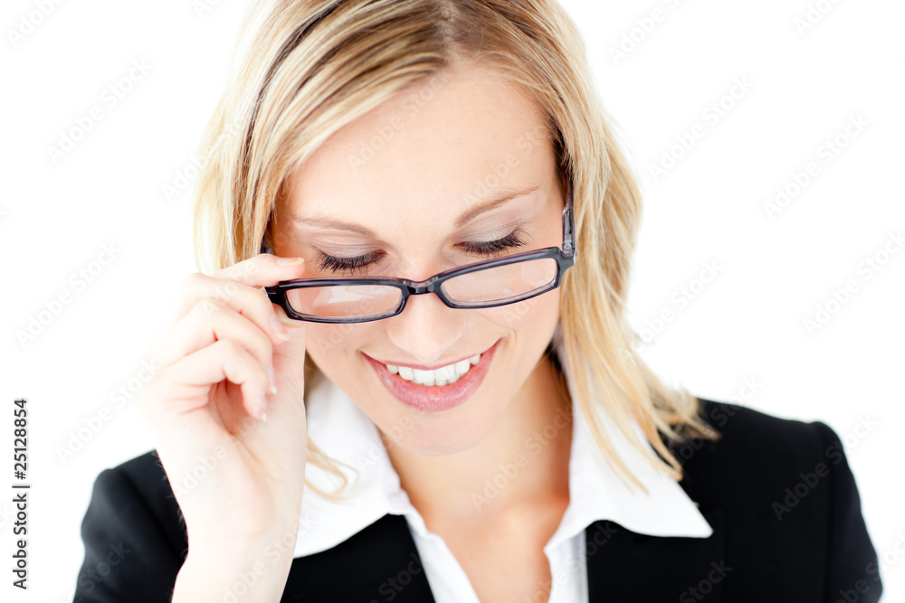 Confident businesswoman wearing glasses