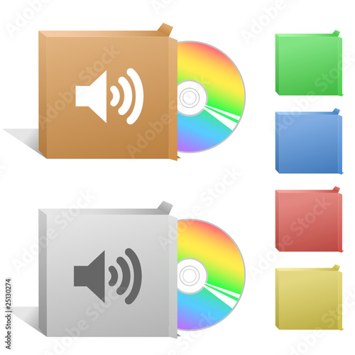 Speaker. Box with compact disc.