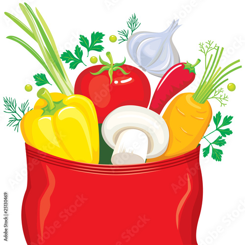 Vegetables fly out of the package seasonings