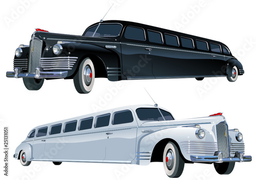Vector long vintage limo