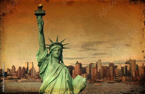 new york city tourism concept with statue liberty