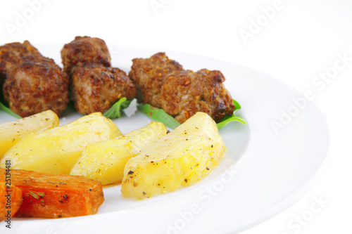 grilled meatballs on white