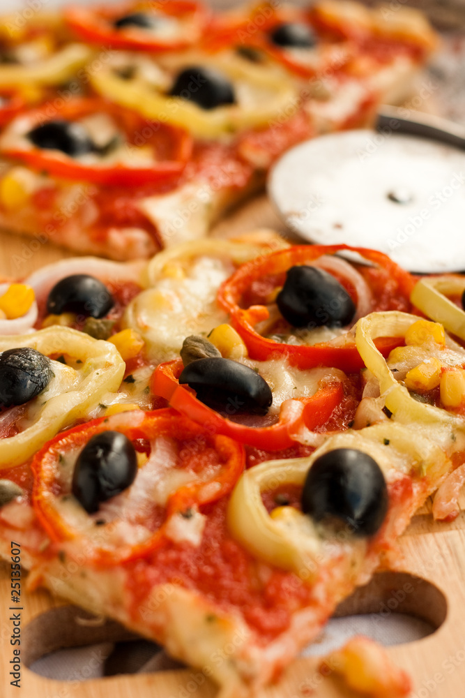 Slices of vegetarian pizza