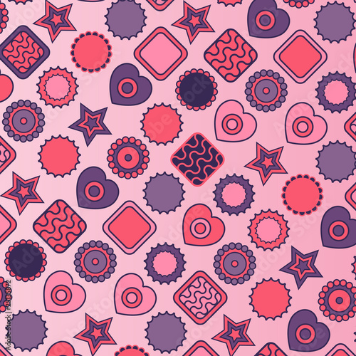 Kids decor vector background with stars and hearts