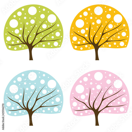 Colorful tree set vector background
