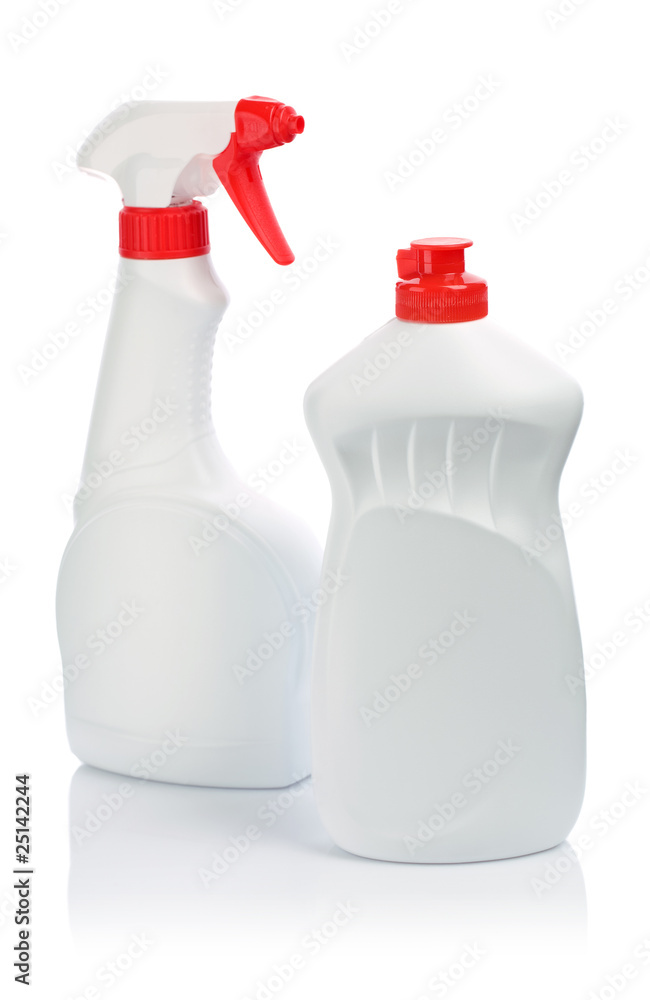 bottles for cleaning with red covers and handle bottles for cleaning with red covers and handle