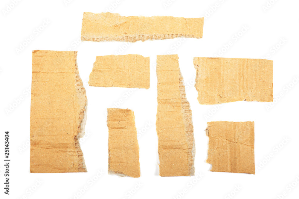 Torn cardboard isolated on white background.
