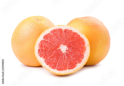 isolated ripe grapefruit and slice