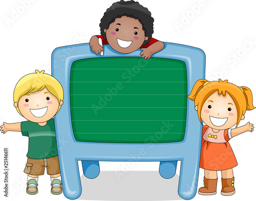 Children With Chalkboard