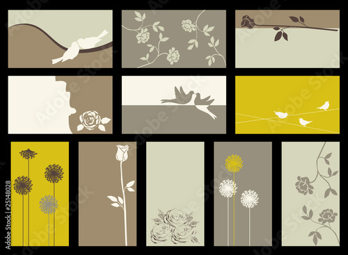 card - vector collection with roses