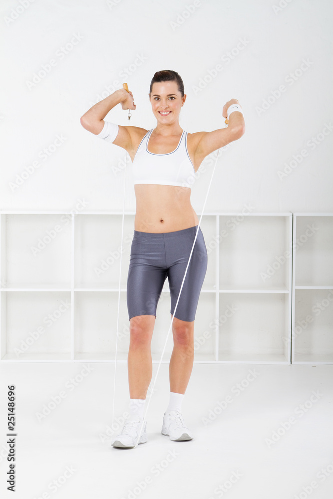 fitness woman holding jump rope fitness woman holding jump rope