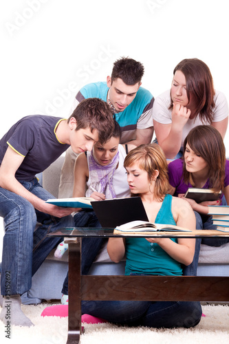students studying together  home