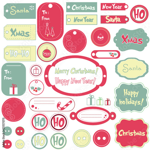 Set of Christmas design frames and stickers
