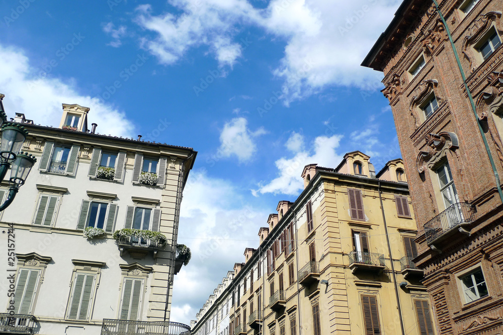 View of historic palaces in Turin, Italy