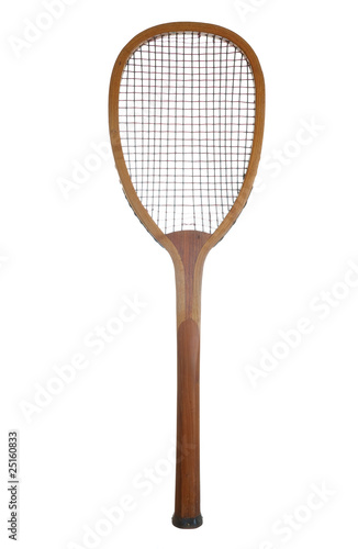 old wooden tennis racket