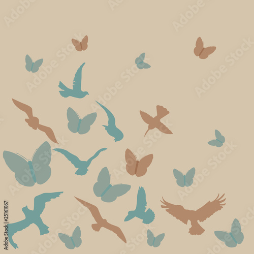 birds, butterflies background
