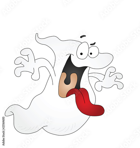 Halloween cartoon ghost character isolated on white background