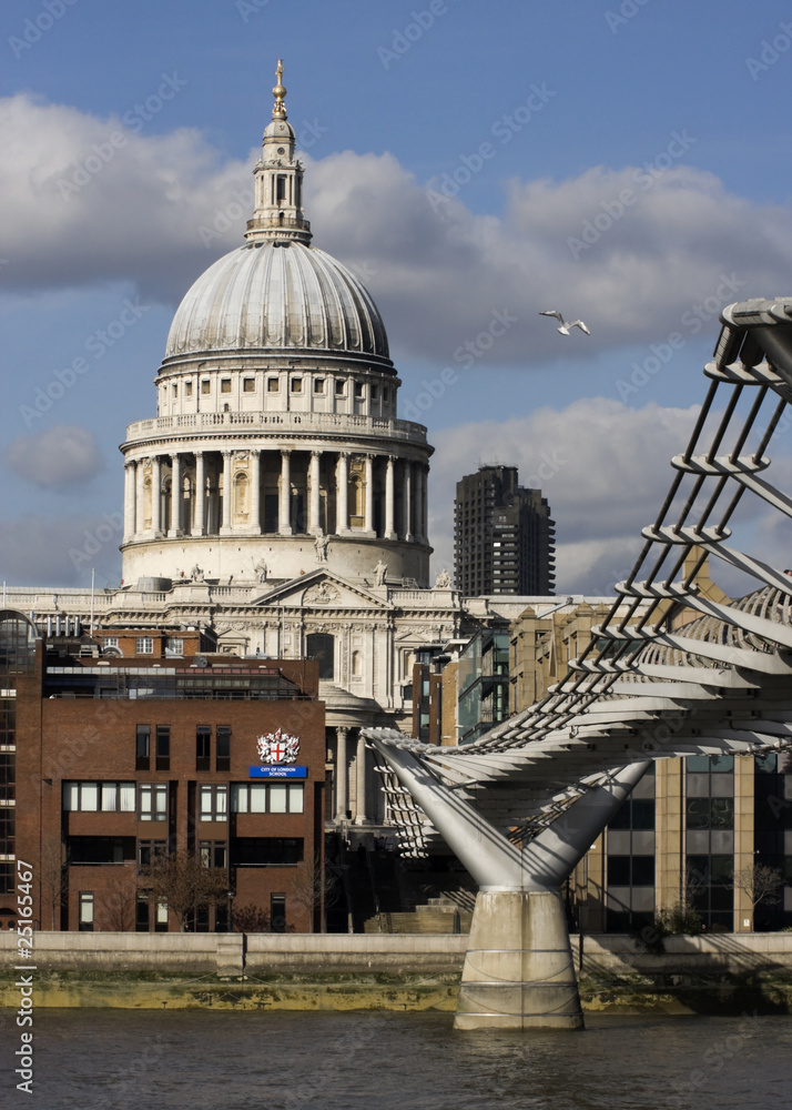 Fototapeta premium St Pauil`s Cathedral and Millennium bridge 2