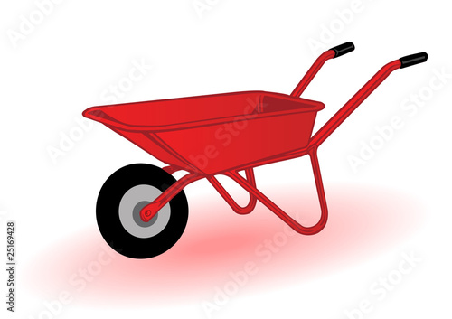Print op canvas Vector illustration a red wheelbarrow