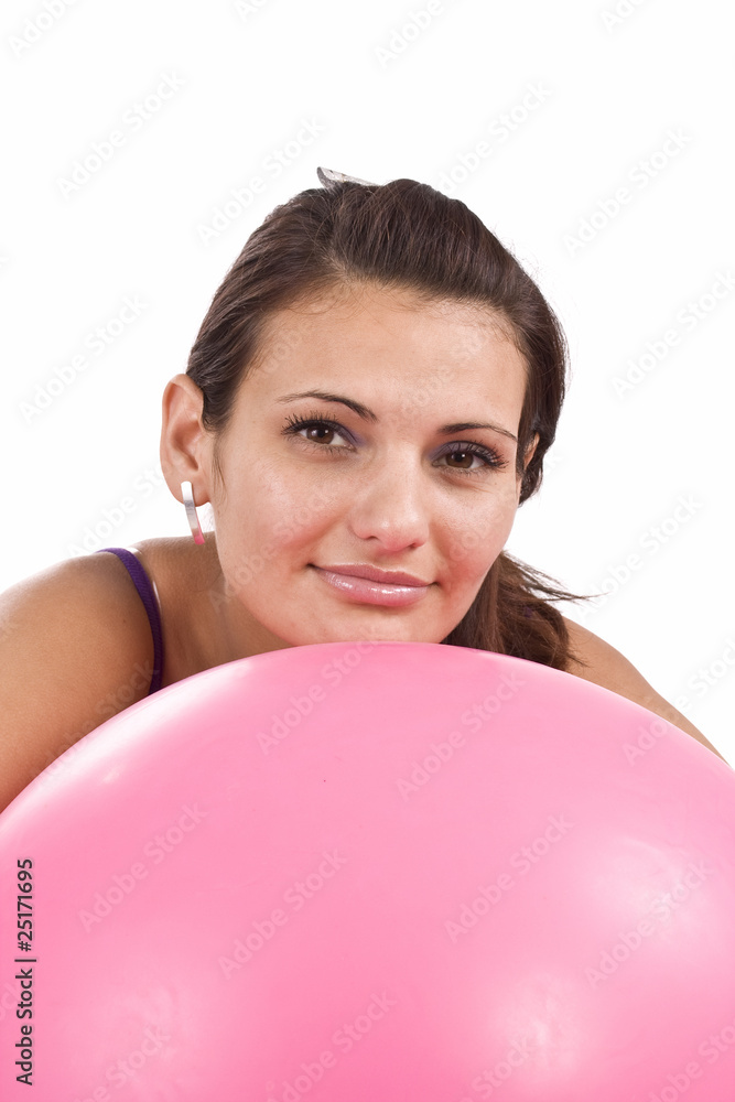 Woman with fitness ball