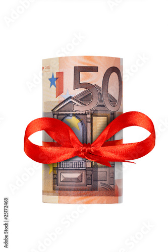 Rolled up fifty euro