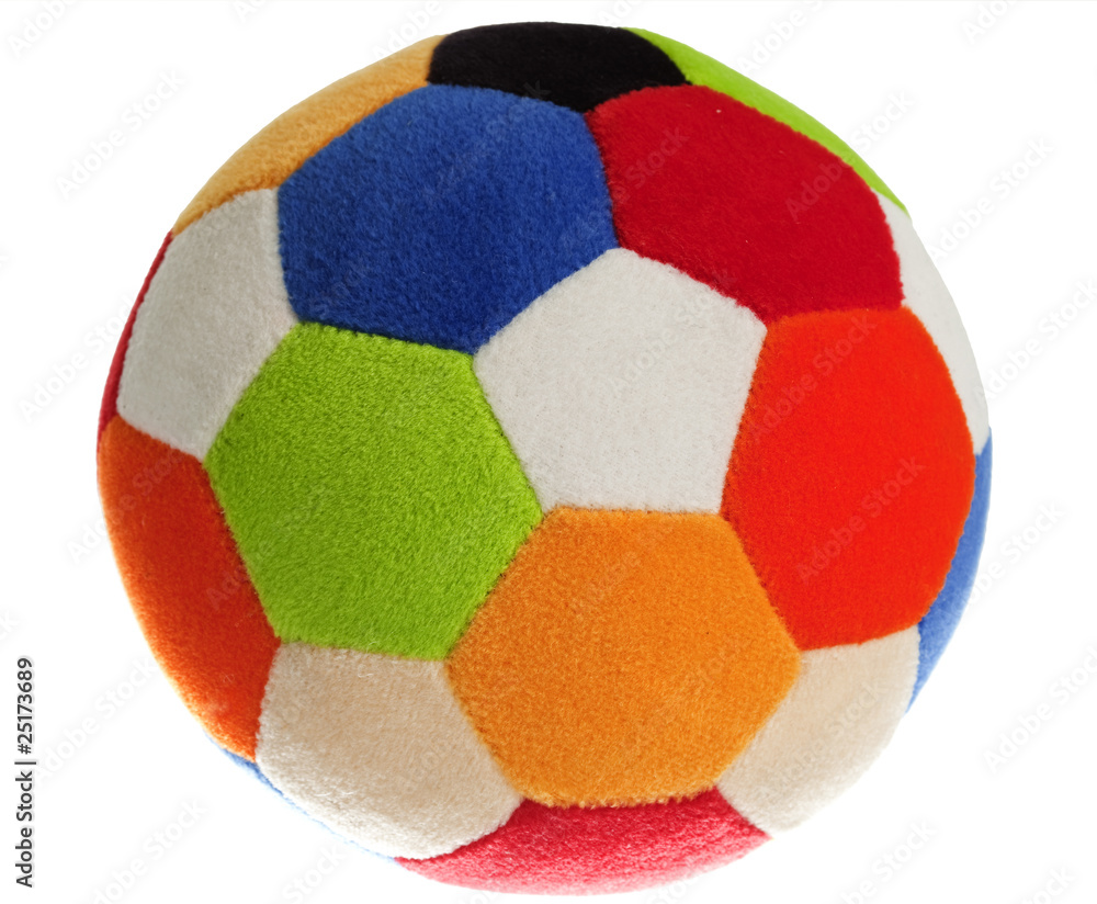 Child's Colorful Foam Ball, Isolated, White Child's Colorful Foam Ball, Isolated, White