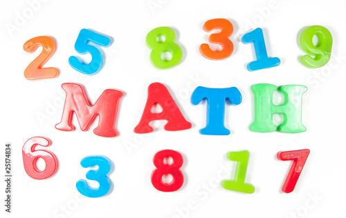 numbers and math, written in fridge magnets