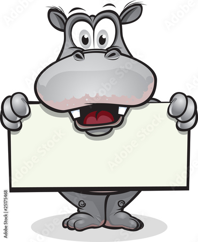 Hippo holding sign