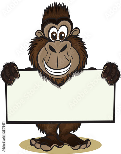 Gorilla holding sign photo