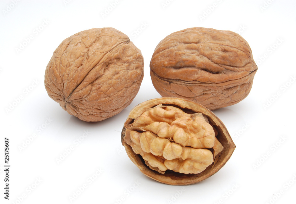 Group of walnuts isolated on white background Group of walnuts isolated on white background