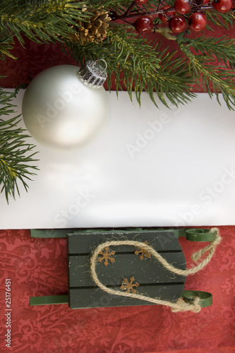 green sled Christmas card