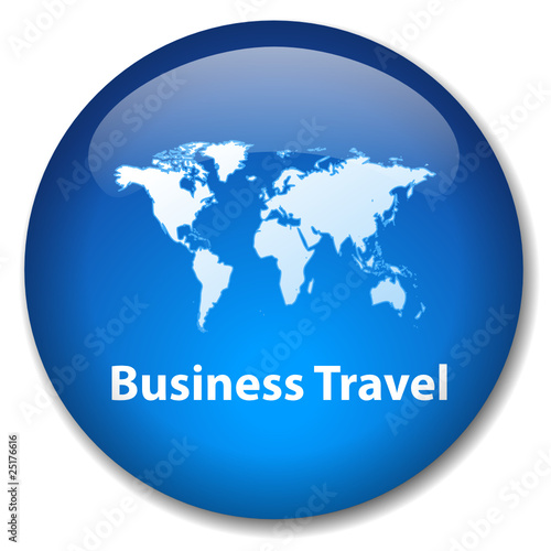 BUSINESS TRAVEL Button  international world map global class 