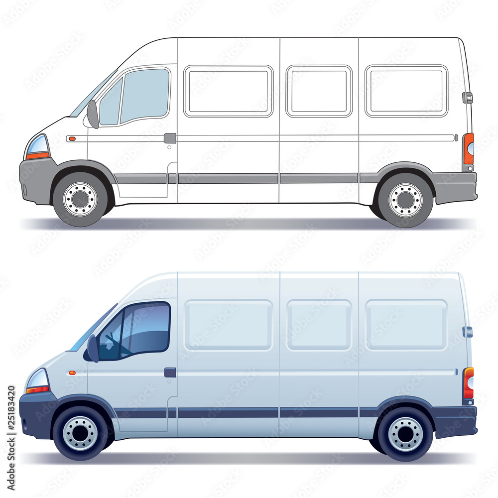 Naklejka premium Delivery van - colored and layout
