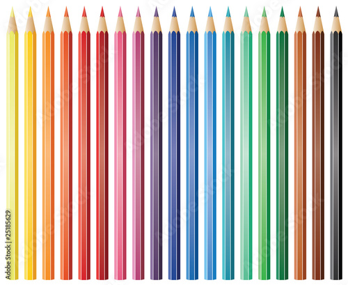 nineteen vector coloured pencils
