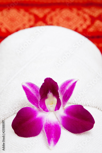 White towel and flower