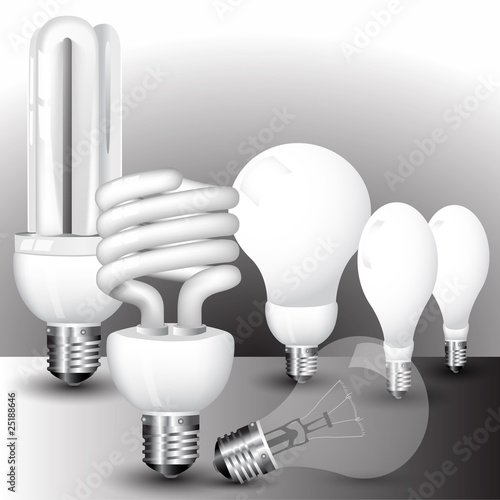 realistic vector-illustration of a economy light bulb collection