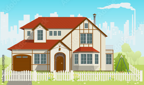Family House. Vector illustration. EPS8