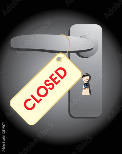 Spying in a keyhole. Vector